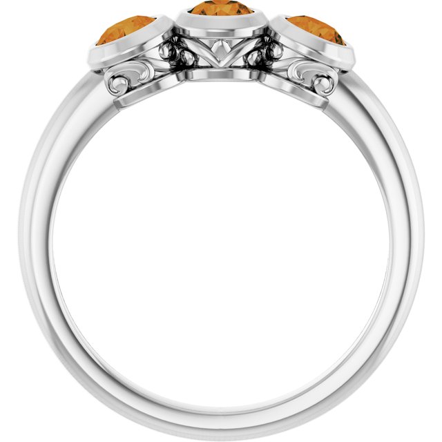 Platinum Natural Citrine Three-Stone Ring